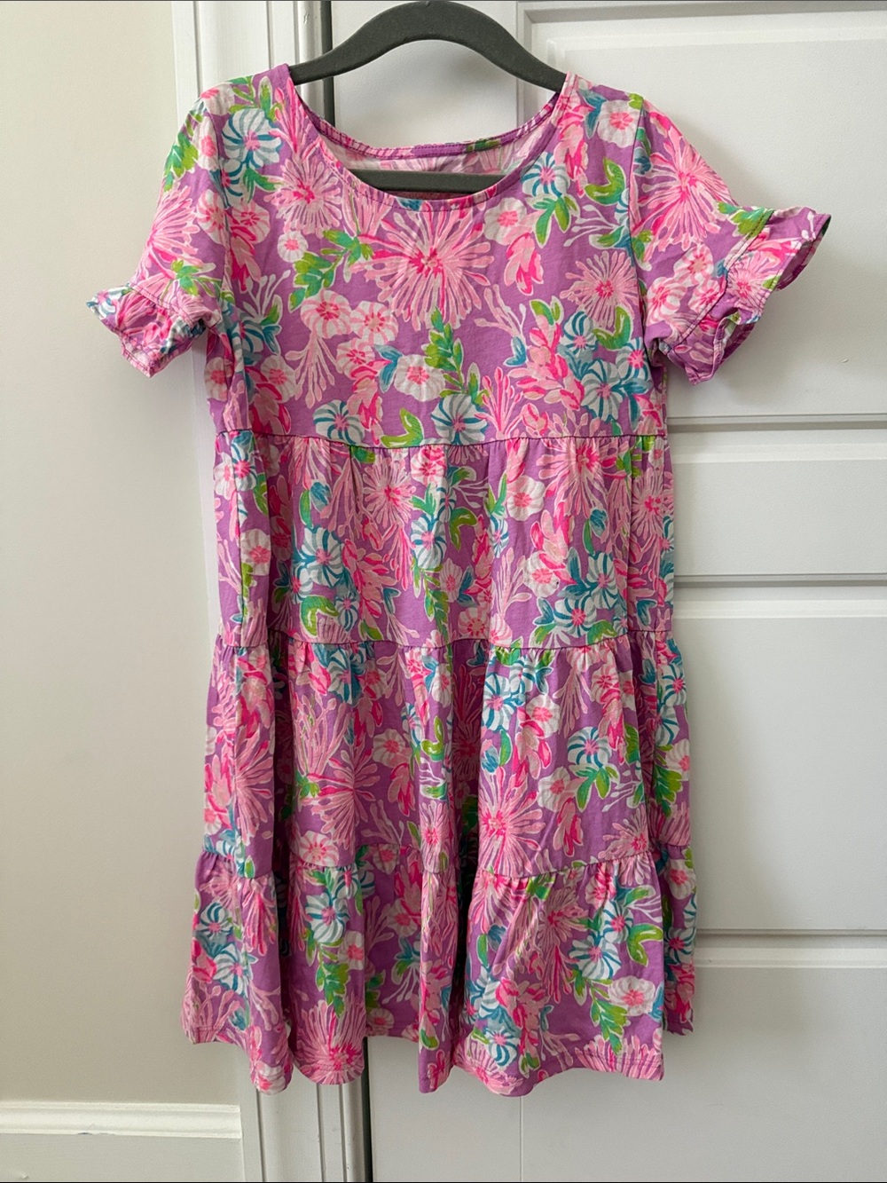 Lilly Pulitzer Pink Floral Tiered Casual Dress